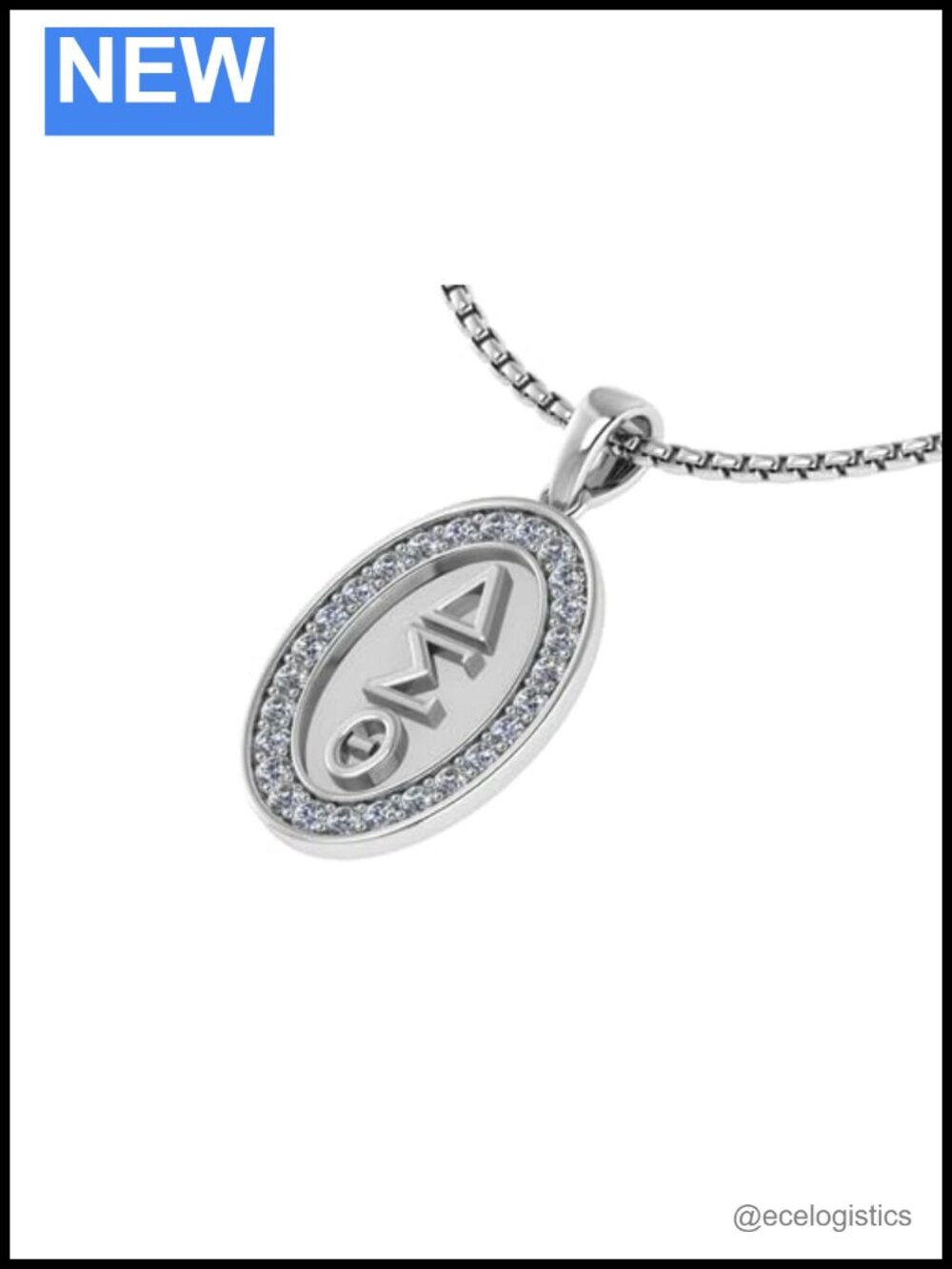 Sterling Silver Delta Sigma Theta Pendant Necklace CZ 18"